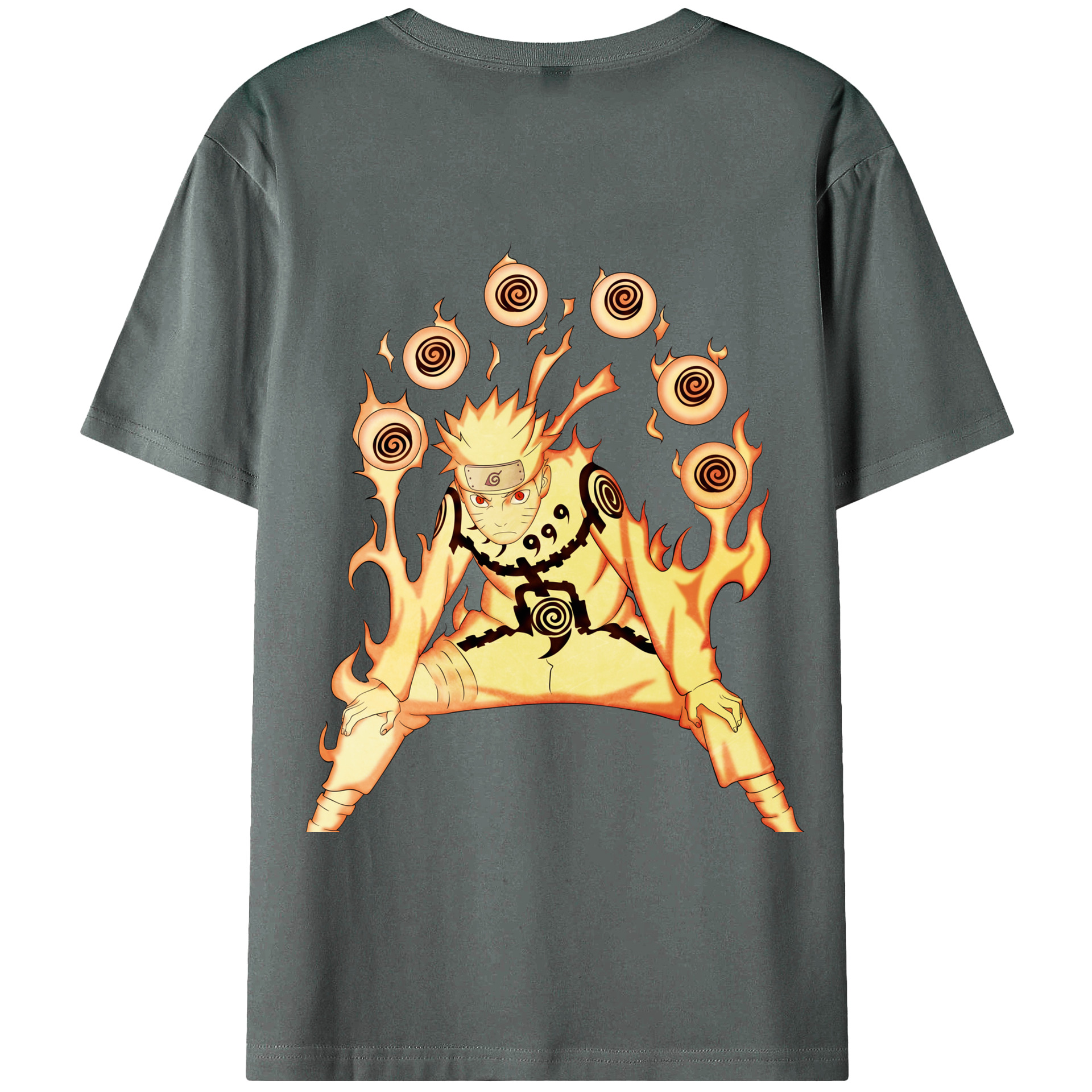 （画像用） NARUTO -ナルト- うずまき ナルト Uzumaki Naruto 綿100％ メンズ半袖Tシャツ（バックプリント） 通気性